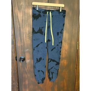 Lisa Todd Tie Dye Knit Joggers Womens Medium Blue Black Cotton Lounge Pant